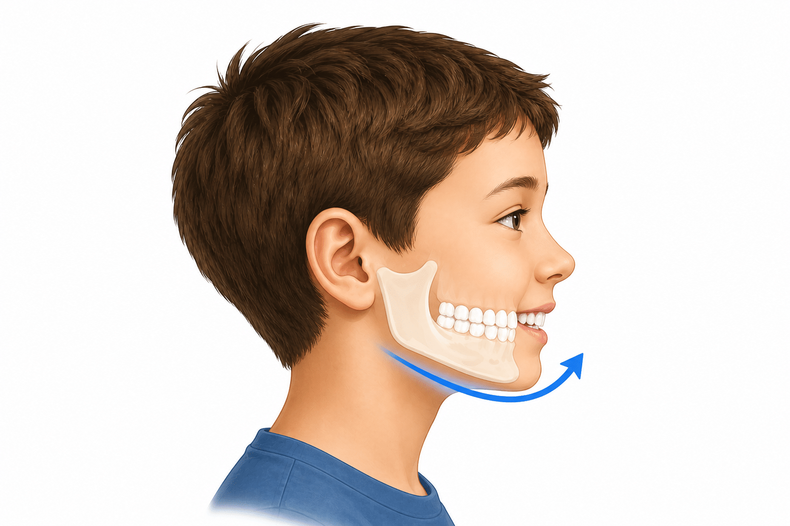 Illustration showing proper jaw development with early orthodontic treatment